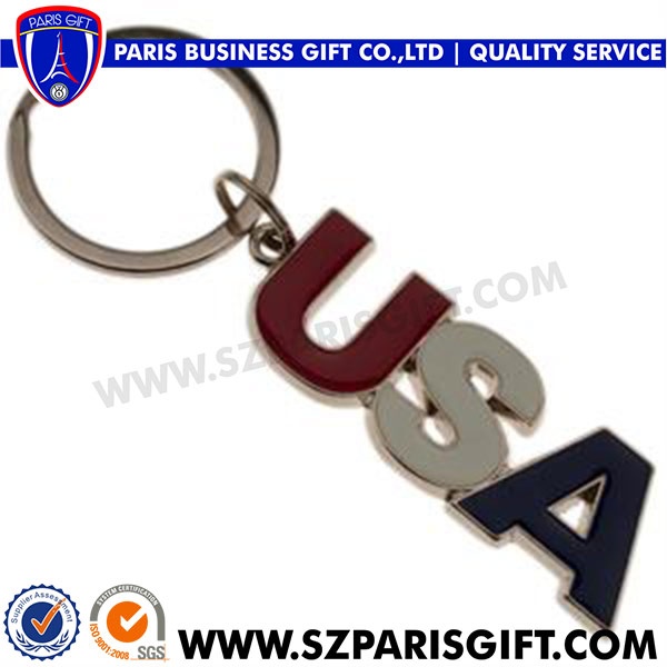 USA Logo Keychain Promotional Custom Metal Keychain