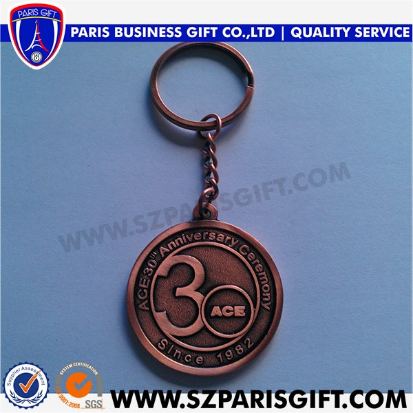 30th Anniversary Keychain Antique Bronze Keyring