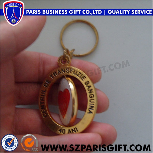 rotate gold keyring heart epoxy keychain