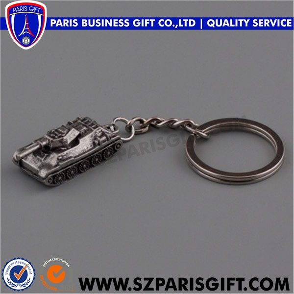 3d tank Custom die cast keyring souvenir metal keychain