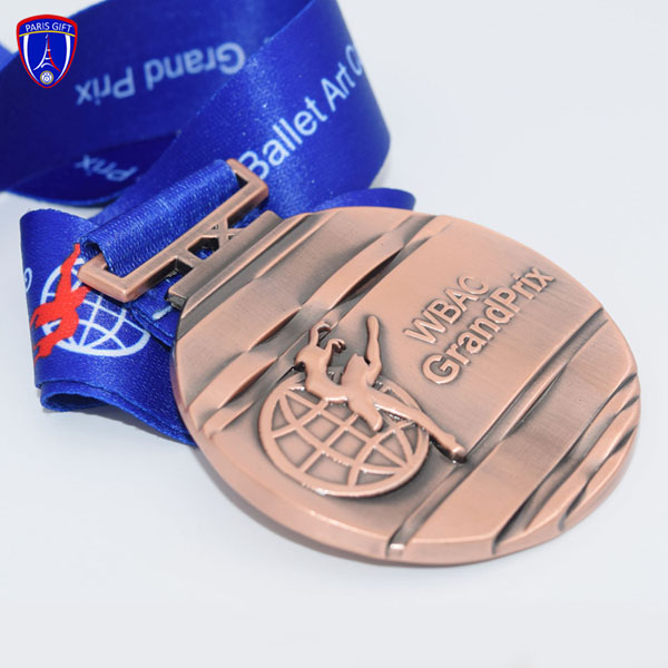 Canada 3D round gold plated medal for gymnastics