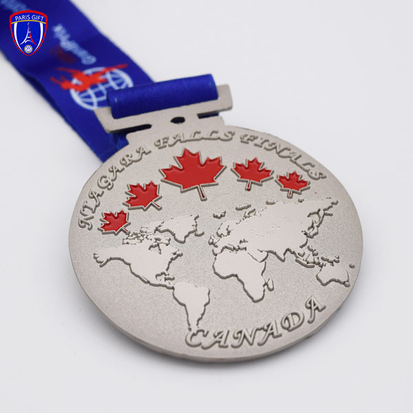 Canada cooper gymnastics medal ribbon with maple and global map design