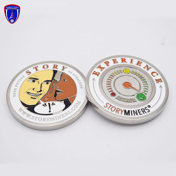 Custom funny design challenge silver coin with enamelled couple