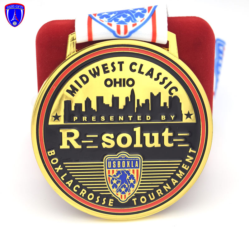 No Minimum Order Custom Made Blank gold Medal Metal Plated Gold baseball Medal with ribbon