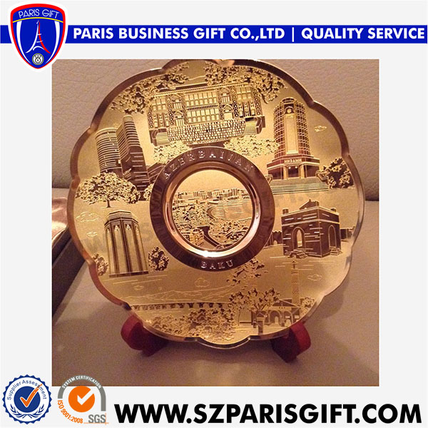 Custom Souvenir Plate Gold Plaque Plate With Holder